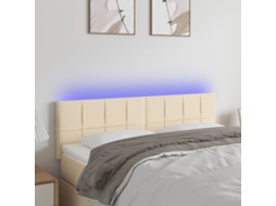 Vidaxl Cabeceira De Cama C/ Luzes Led Tecido 144x5x78/88 Cm Cor Creme