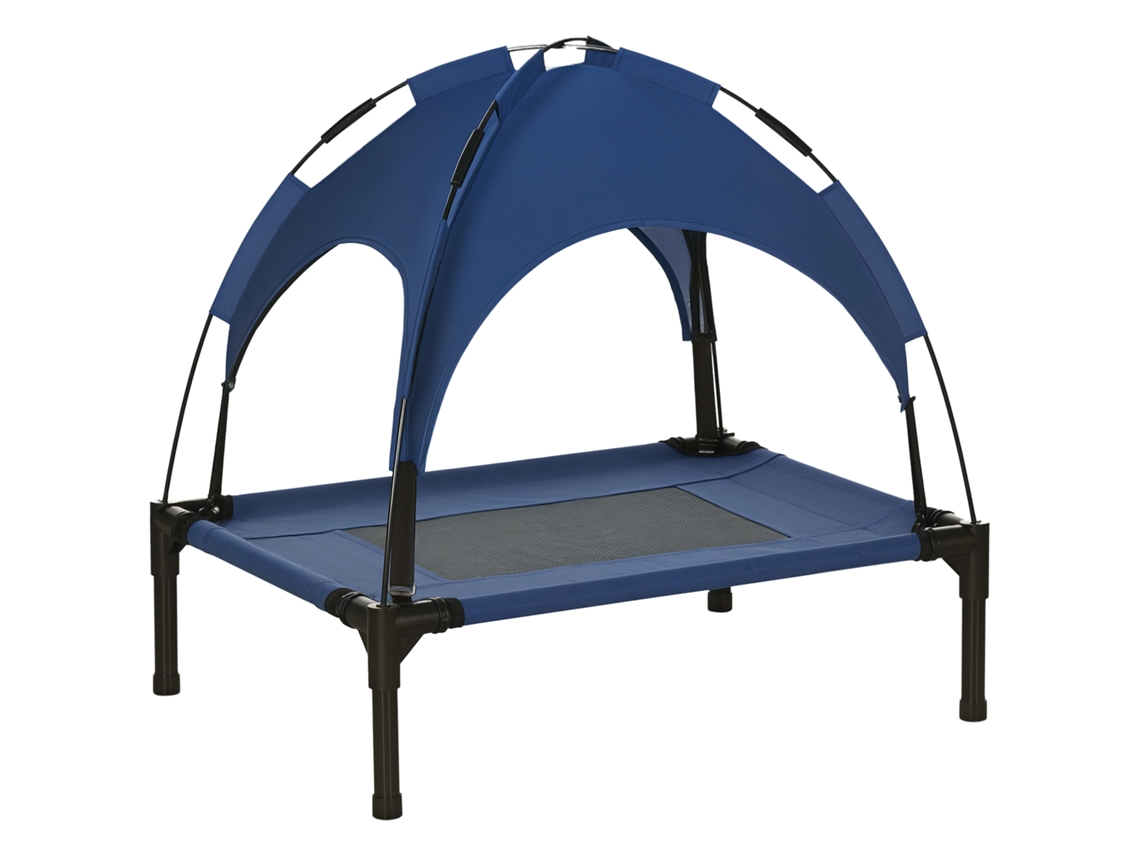 Cama para pet, resistente ao tempo, com dossel, 61x46x62cm, azul/preto