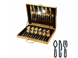 24 Peças Conjunto De Aço Inoxidável Design Elegante Superfície Brilhante Resistente À Corrosão Com Caixa De Presente