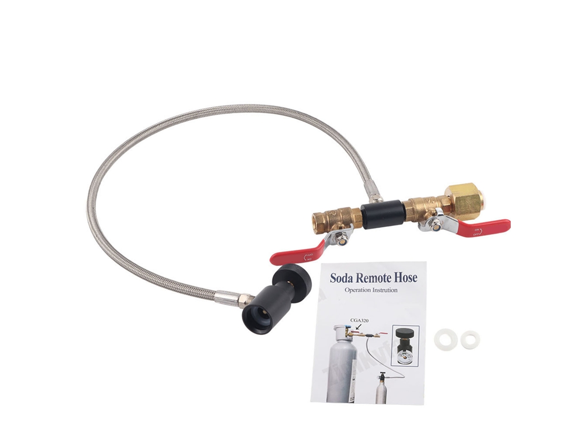 Adaptador de Recarga de Cilindro Co2 com Mangueira 24" para Tanque de Soda Cga320 Sem Medidor