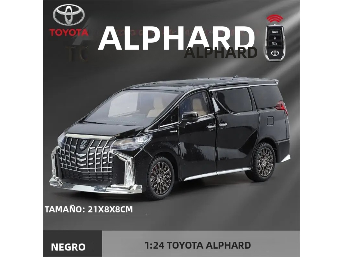 (preto) Miniatura Em Metal Na Escala 1:24 Do Toyota Alphard, Um Sedã De Luxo, Com Efeitos Sonoros E Luminosos.