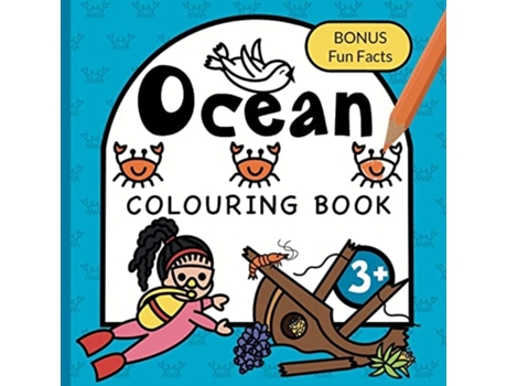 Livro Colouring Book Ocean For Children Whales, Sharks, Turtles And Sunken Ships For Boys Amp Girls To Colour Ages 3 De Fairywren Publishing (inglês)
