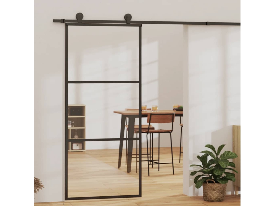 Vidaxl Porta Deslizante Em Vidro Esg E Alumínio 90x205 Cm Preto