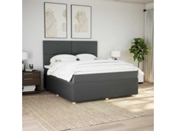 Cama Com Molas/colchão 180x200 Cm Tecido Cinzento-escuro
