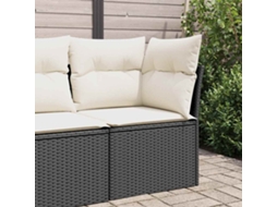 Sofá De Canto P/ Jardim C/ Almofadões Vime Pe Preto Dkd Home Decor