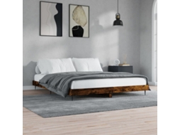 Vidaxl Estrutura de Cama S/ Colchão Derivados Madeira Carvalho Fumado