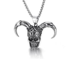 Gothique Longo Chifre Demônio Crânio Pingente Collier Pour Hommes Retro Punk Biker Bijoux Cadeau