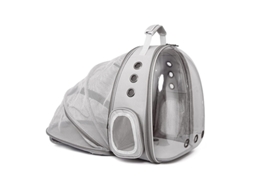 Mochila de Transporte para Cães e Gatos AQUAFORGE transparente, expansível para viagens aéreas cinza
