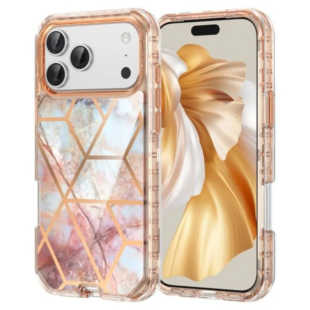 Capa Para Celular Com Estampa De Mármore Elegante (modelo F, Iphone 17 Pro), Capa Protetora Resistente A Quedas De Nível Militar.