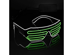 Óculos de Sol LED Brilhantes e Luminosos para Festas, EDM e Halloween RB01 (Branco + Verde)