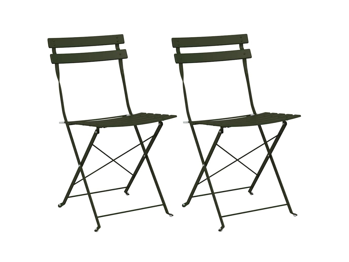 Maison Exclusive - Cadeira Dobrável De Jardim 2 Pcs Verde 42 X 46 X 82cm Metal