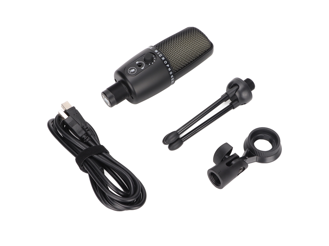 Microfone USB Mali condensador cardioide com tripé para gravação e jogos