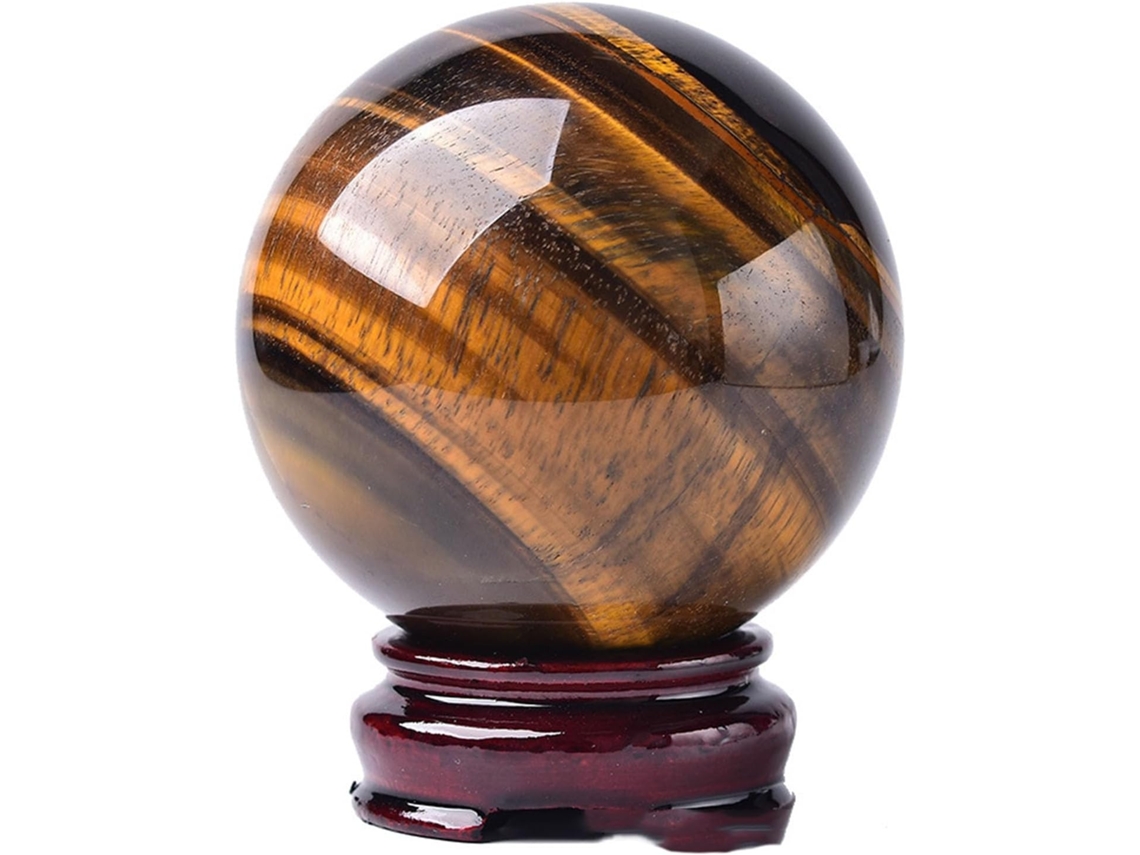 Bola De Cristal De Tigre Natural Com Suporte – Esfera De Pedra Preciosa Para Feng Shui, Chakras,