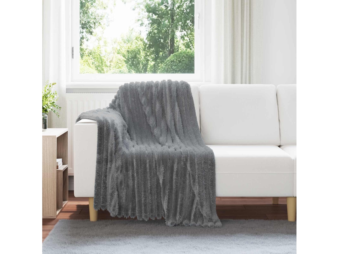 Vidaxl Cobertor Cinza Escuro 150 X 130 Cm Lã