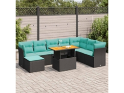 Vidaxl 6 Pcs Conjunto Sofás De Jardim C/ Almofadões Vime Pe Preto