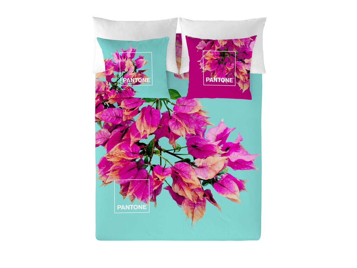 Capa de Edredão Estampada Cama 90 Algodão Extra Macio Feito na Espanha Buganvilla PANTONE