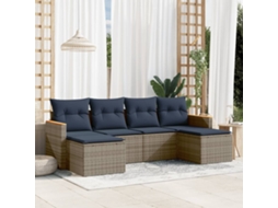 Vidaxl Conjunto De Sofá De Jardim Com 6 Peças E Almofadas Em Rattan Sintético Cinza