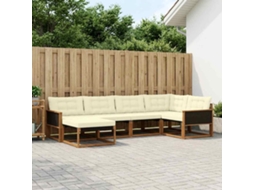 Vidaxl Conjunto De Sofás Para Exterior 6 Unid. Natural E Creme
