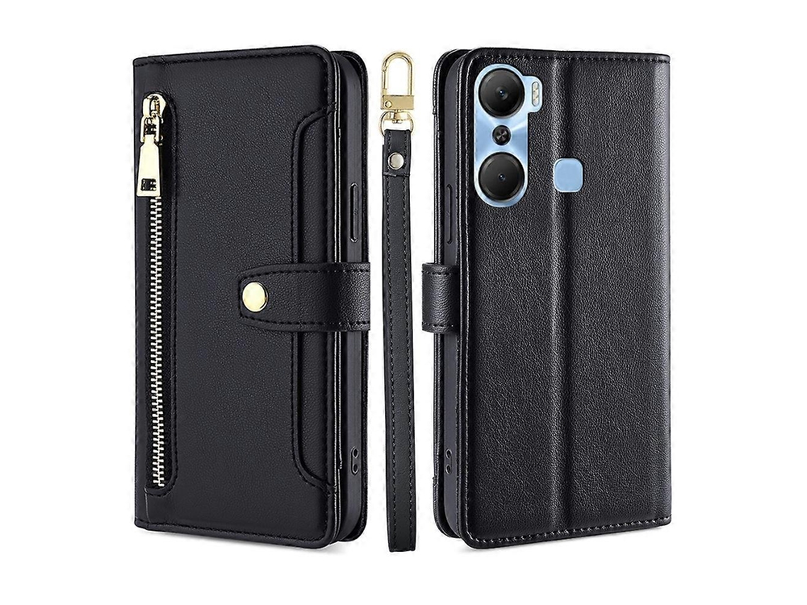 Capa De Celular Carteira Transversal Com Zíper E Textura De Carneiro Para Infinix Hot 12 Pro