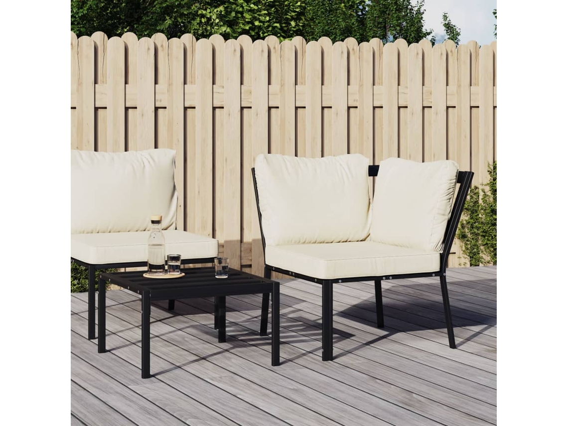 Vidaxl Cadeira De Jardim Com Almofadões Cor Areia 76x76x79 Cm Aço