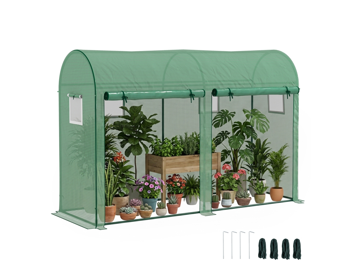 Estufa túnel 6x3x2 m, portas, janelas, DECORALAR TECH
