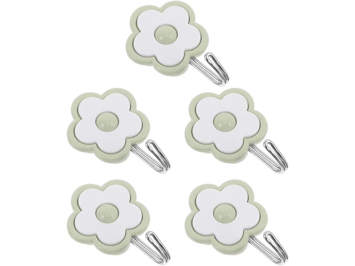 Conjunto De 5 Ganchos Parede Autoadesivos Em Formato Flor, Com Forte