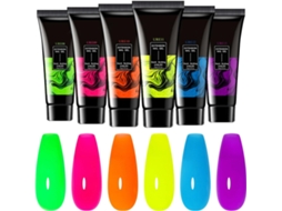 Extensão de unhas em gel, escultura, manicure fluorescente, seis peças escuras