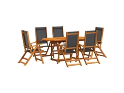 Maison Exclusive - 7 Pcs Conjunto De Jantar Para Jardim Acácia Maciça E Textilene
