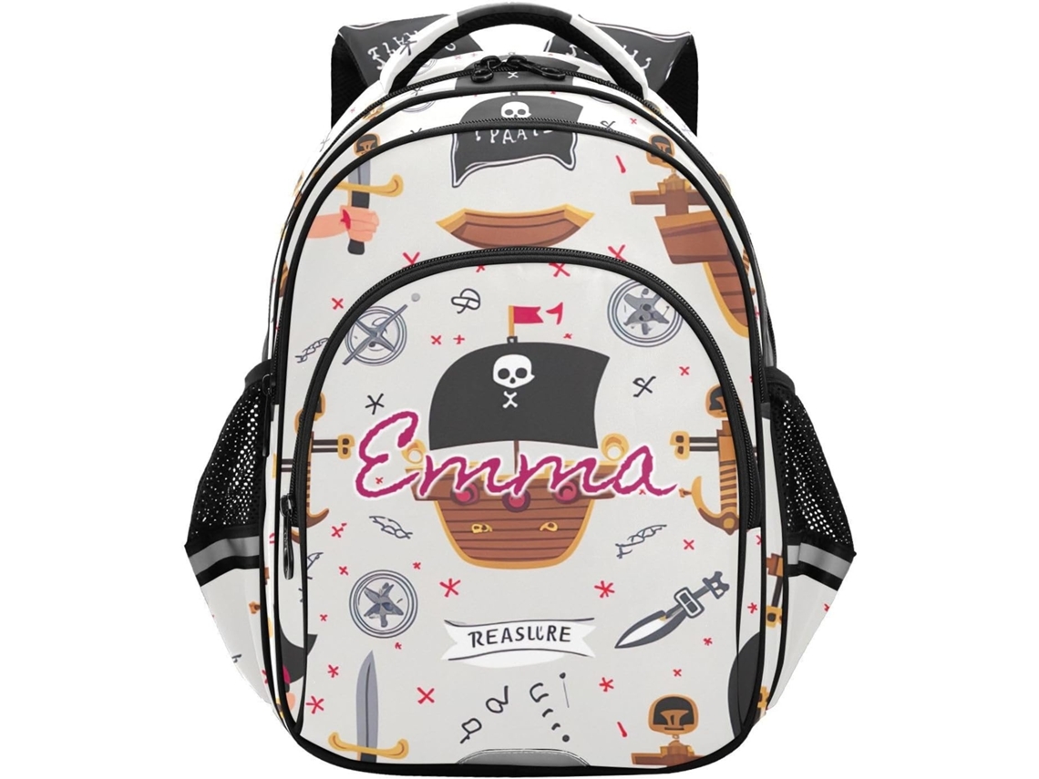 Mochila Personalizada Capitão Pirata Para Meninos Meninas, Infantil Resistente, Pirata, 43 Cm (17 Polegadas)