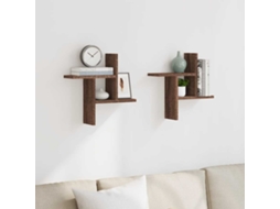 Vidaxl Prateleiras De Parede 2 Pcs Derivados Madeira Carvalho Castanho
