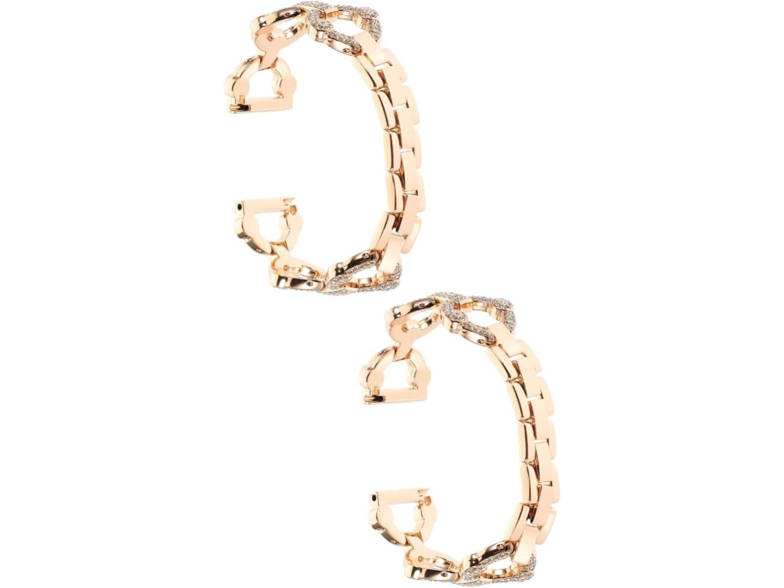 Pulseira de Metal de Duas Peças com Strass para Relógio Pulseira Elegante e Confortável SFUSHOS