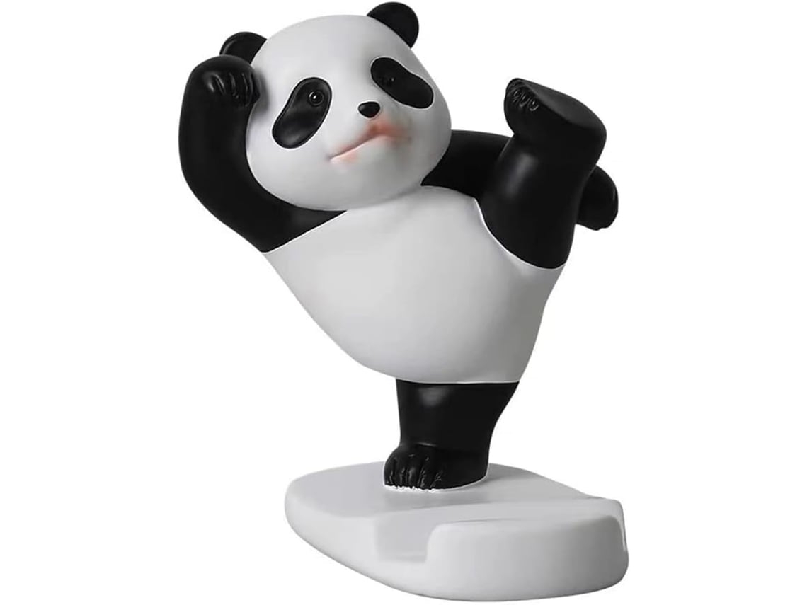 Suporte Figurinhas Panda Casa Ornamentos Portatelefone Lalamoli Resina Preto