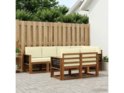 Vidaxl Conjunto De Sofás Para Exterior 7 Unid. Natural E Creme