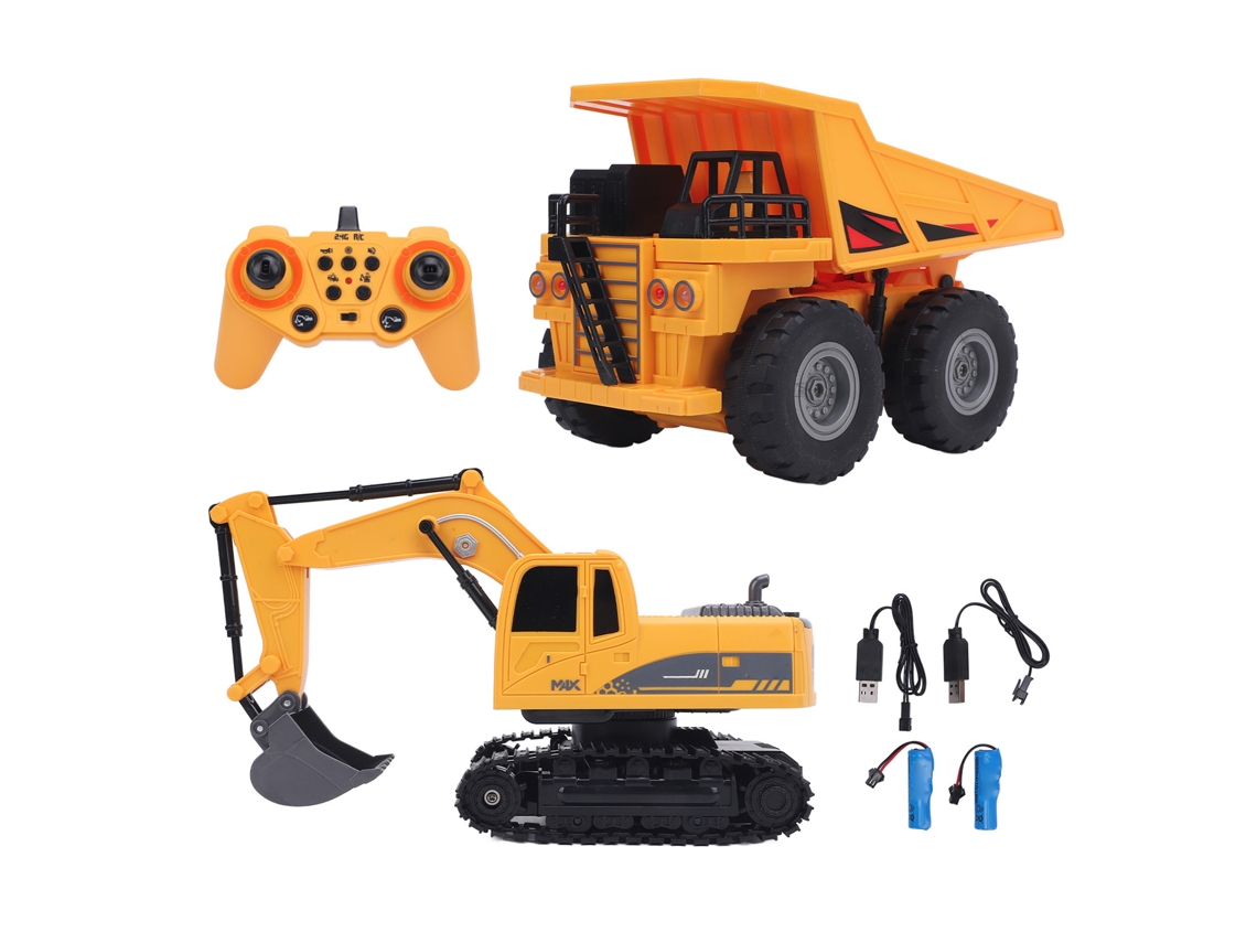 Ats brinquedo de Veículo de Engenharia com Controle Remoto 2 em 1: Caminhão de Dumper e Escavadora Rc para Crianças