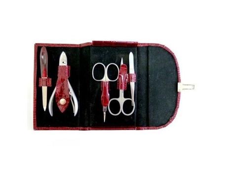 Conjunto De Manicure Em Crocodilo 5 Ferramentas Surgana