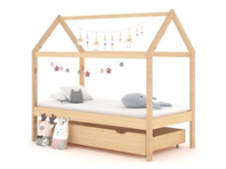 Vidaxl Estrutura De Cama Para Crianças C/ Gaveta 80x160cm Pinho Maciço