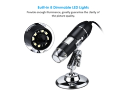 Microscópio Digital Usb 1000x com 8 Leds e Suporte | S/MARCA