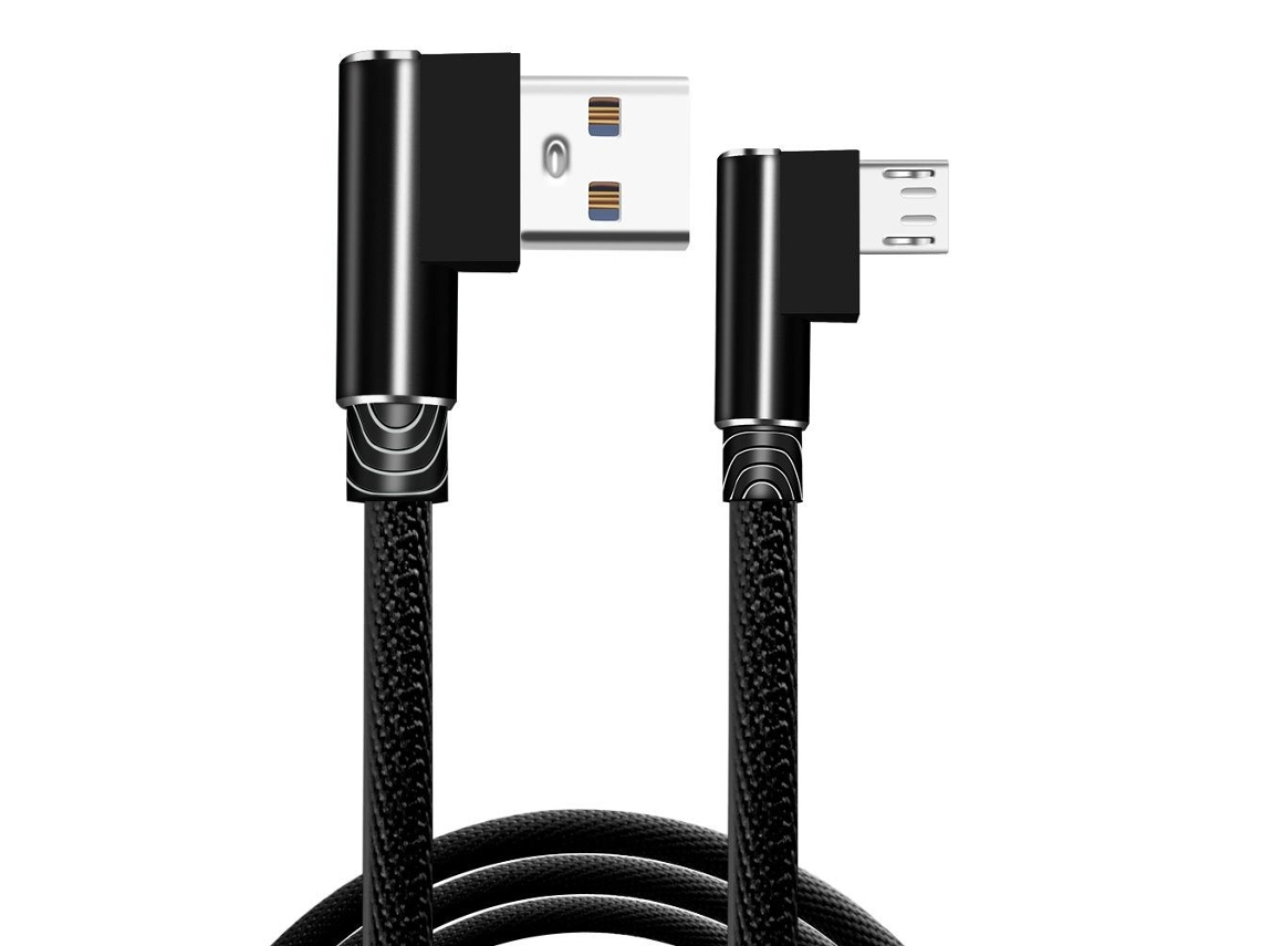 Cabo De Carregamento Angular De 90 Graus Usb A Para Usb C / Iphone Light Preto (micro Usb) Preto Brilvibera (micro Usb)