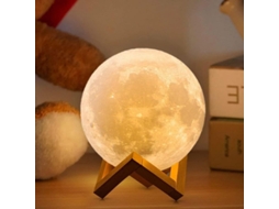 2026 lâmpada Luna 3d com Temporizador 16 Cores 15cm Suporte de Madeira Controle Remoto e Tático Recarregável