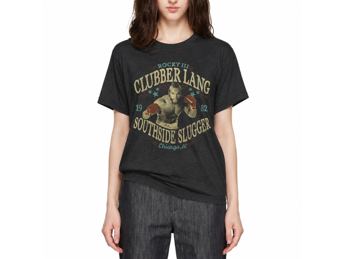 Rockinstone Rocky Movie Southside Slugger Heather Black Adult T-shirt Size:l