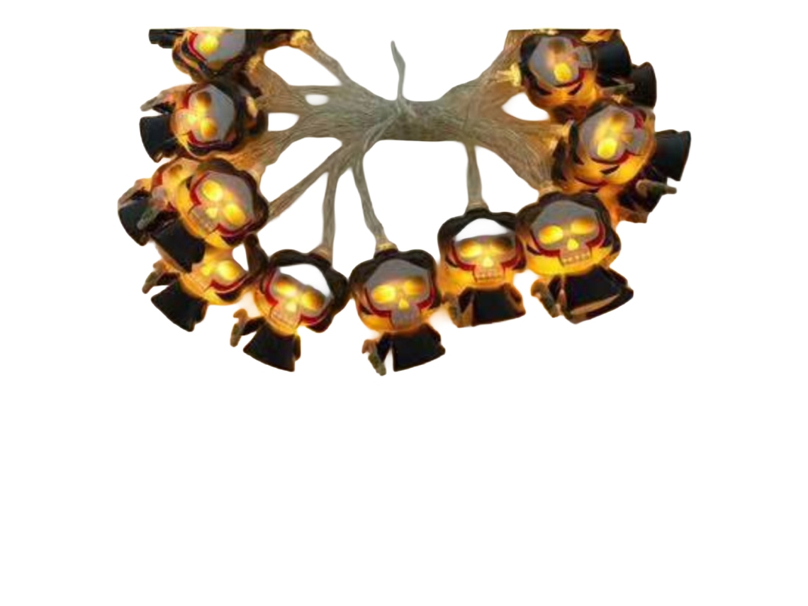 Laxiscreed Tiras De Luz Led Decorativas De Halloween Com Formas De Abóbora, Aranhas E Caveiras, 3m Com Flash