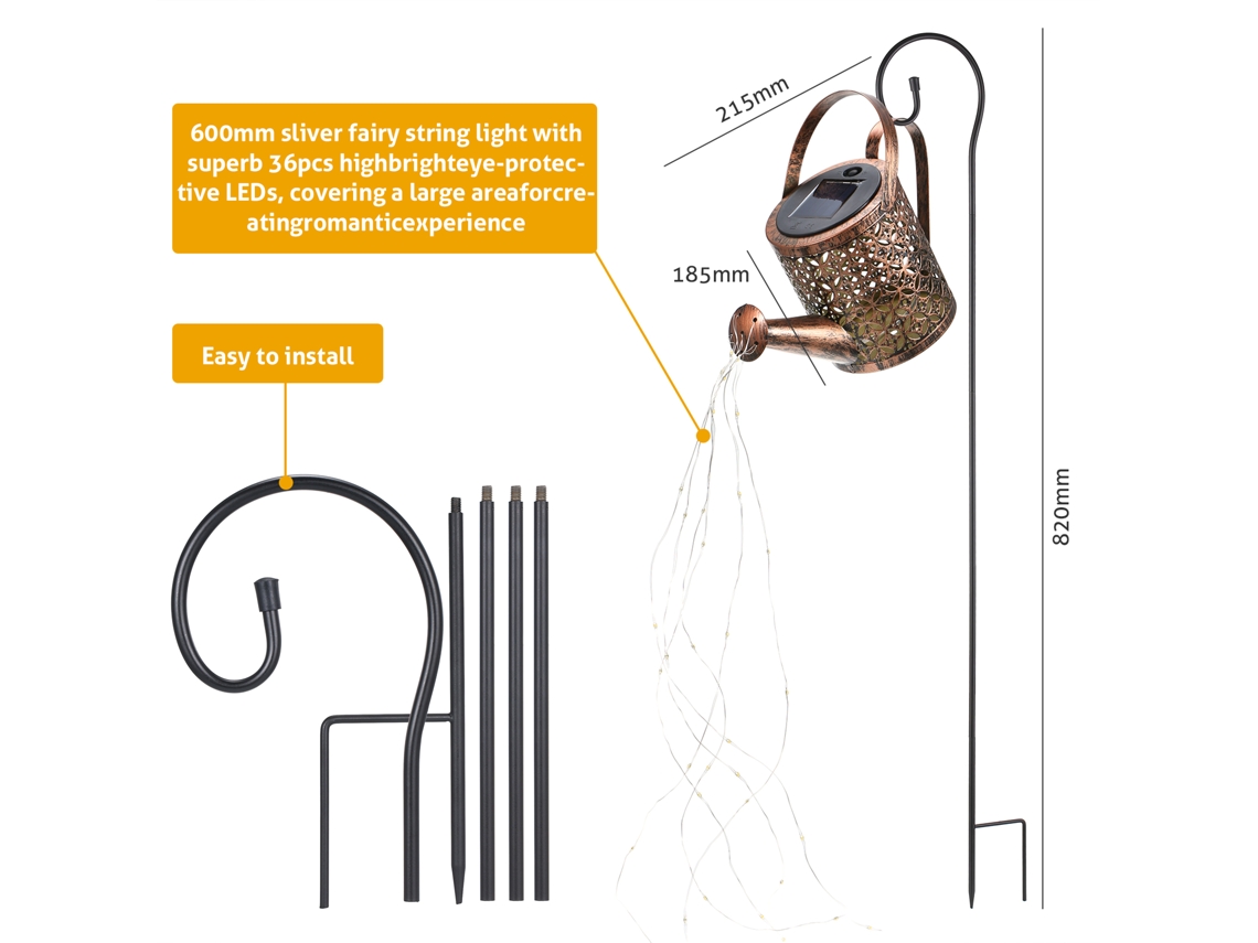 Rebe-lâmpada Solar De Chuveiro 36leds 600mm Com Controle De Luz Ip65 Resistente À Água Para Jardim Pátio Decoração Festas Natal