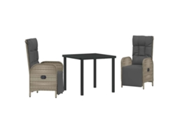 Maison Exclusive - Conjunto De Jantar Para Jardim 3 Pcs Cinzeto Vime Pe