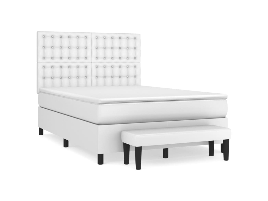 Cama com Molas/colchão 140x200 Cm Couro Artificial Branco MAISON EXCLUSIVE