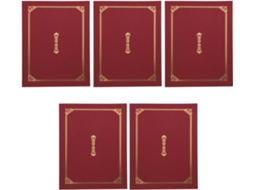 Porta-documentos Callaron A4 para certificados, com camada protetora de papel dourado, cor vinho tinto, pacote com 5 unidades.