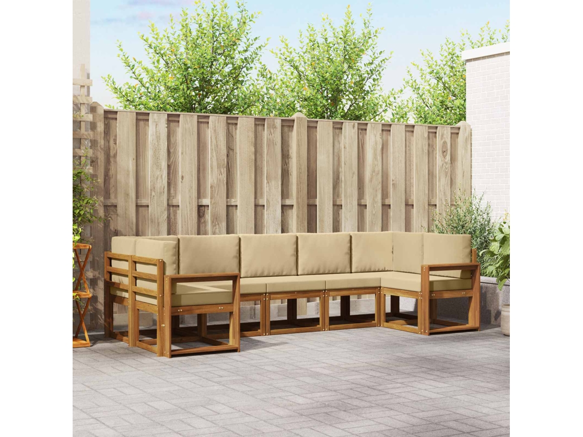 Vidaxl Conjunto De Sofás Para Exterior 7 Unid. Natural E Bege