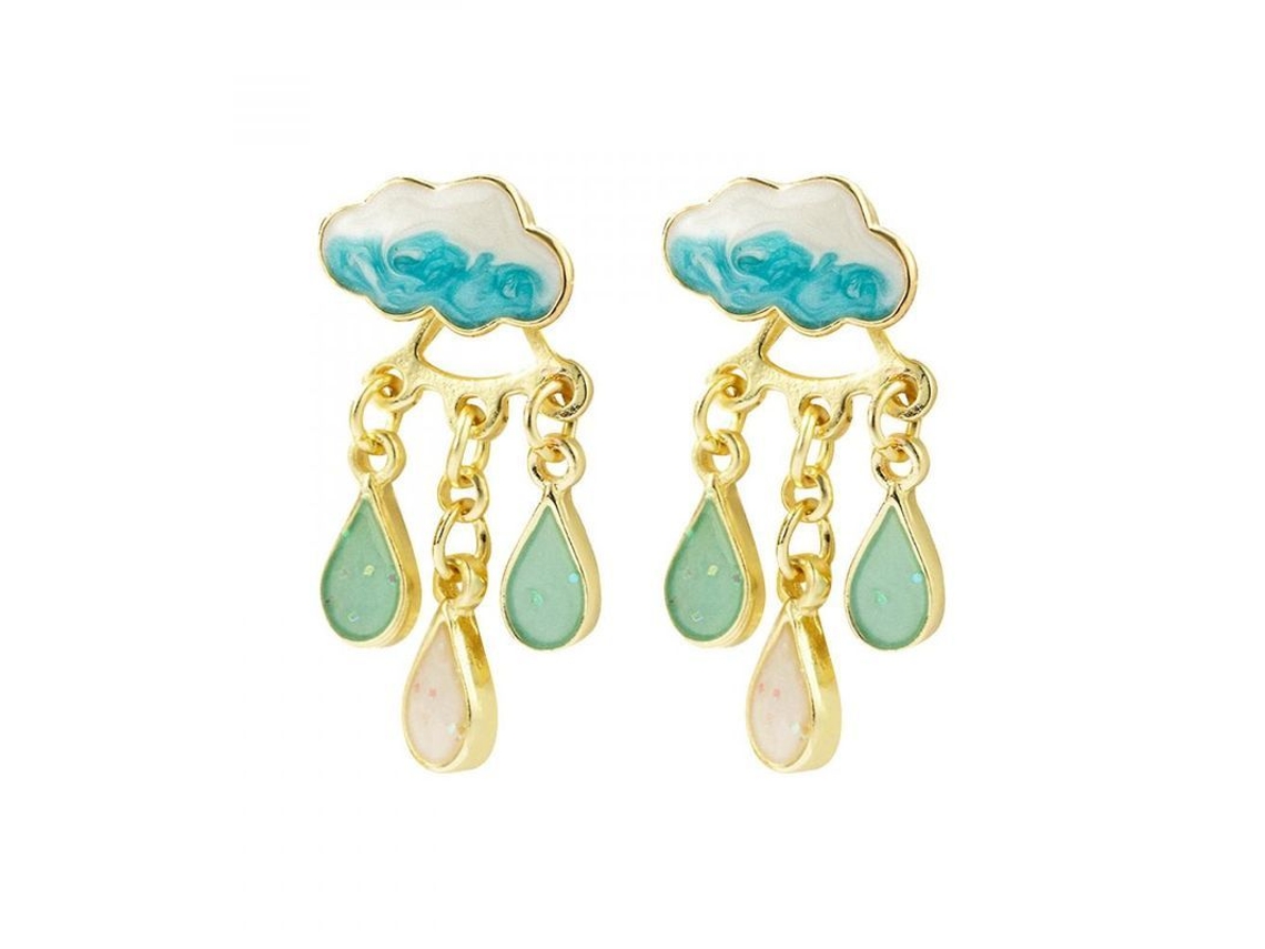 2026 aretes de Nuvem com Gotas de Chuva Dia Chuvoso Cute Estúdio de Aço Inoxidável Joias Multicolor