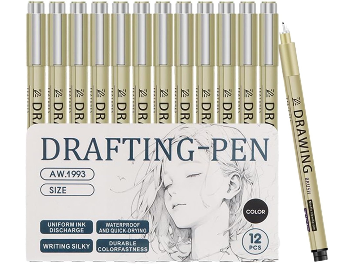 Conjunto De 12 Marcadores De Tinta À Prova D' Água- Para Esboçar, Praticar, Viajar, Usar Em Casa, No Estúdio,