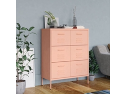Vidaxl Armário Com Gavetas Aço 80x35x101,5 Cm Rosa