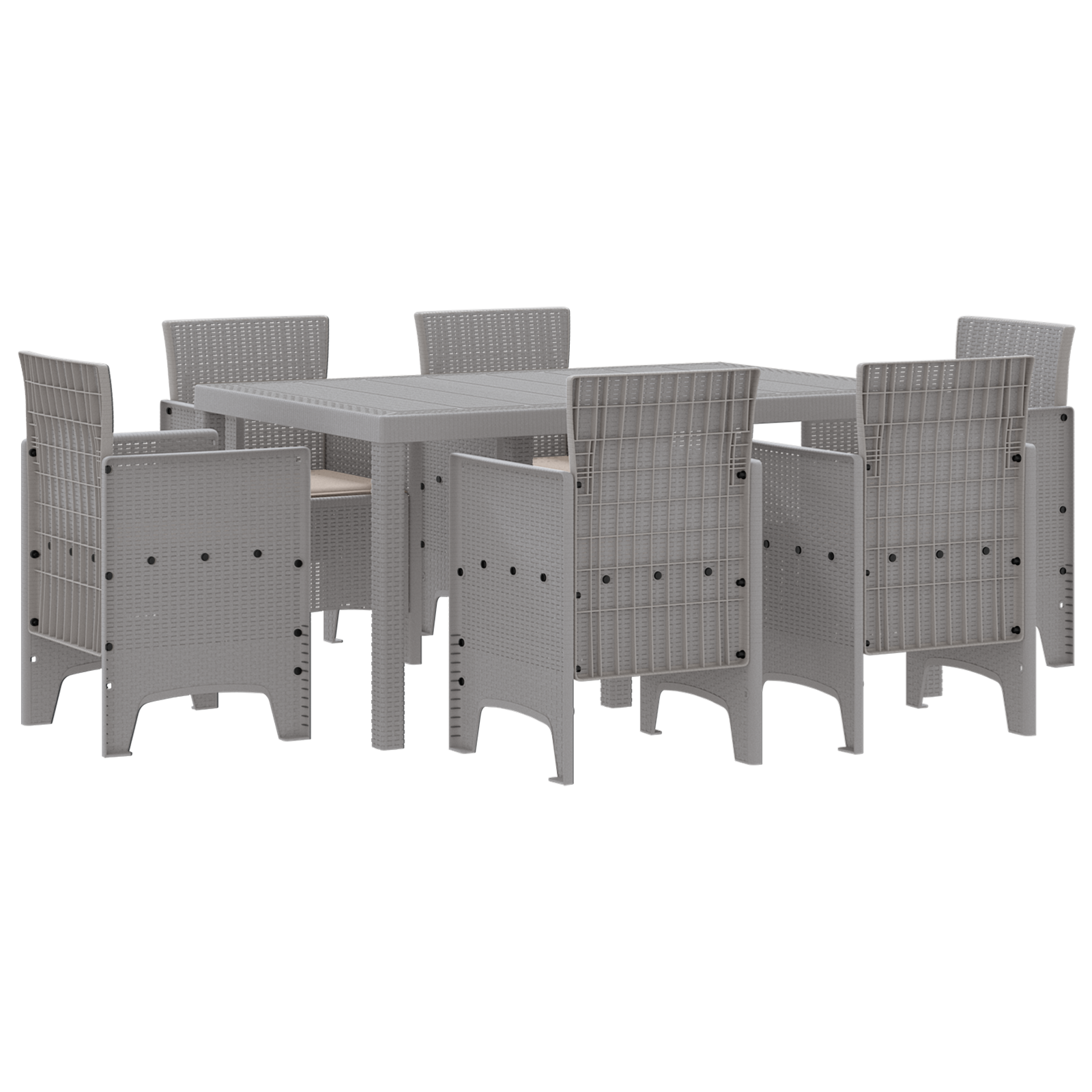 Conjunto 7 Conjunto De Jantar Para Jardim Vidaxl Cinzento-claro Polipropileno (150 X 100 X 73 Cm)